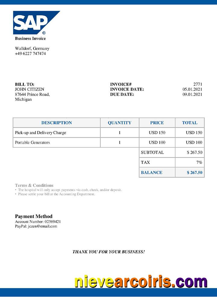 USA SAP invoice